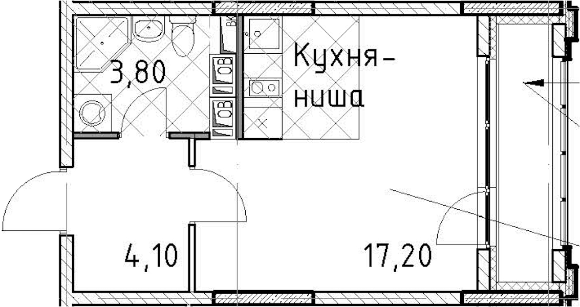 Квартира студия 26.8 м², 9/13 эт., ЖК «Тайм Сквер»